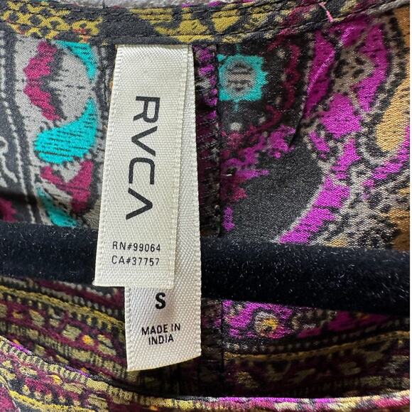 RVCA Multicolor Floral Print Cutout Triangle Back Round Neck Mini Dress S - Picture 5 of 16